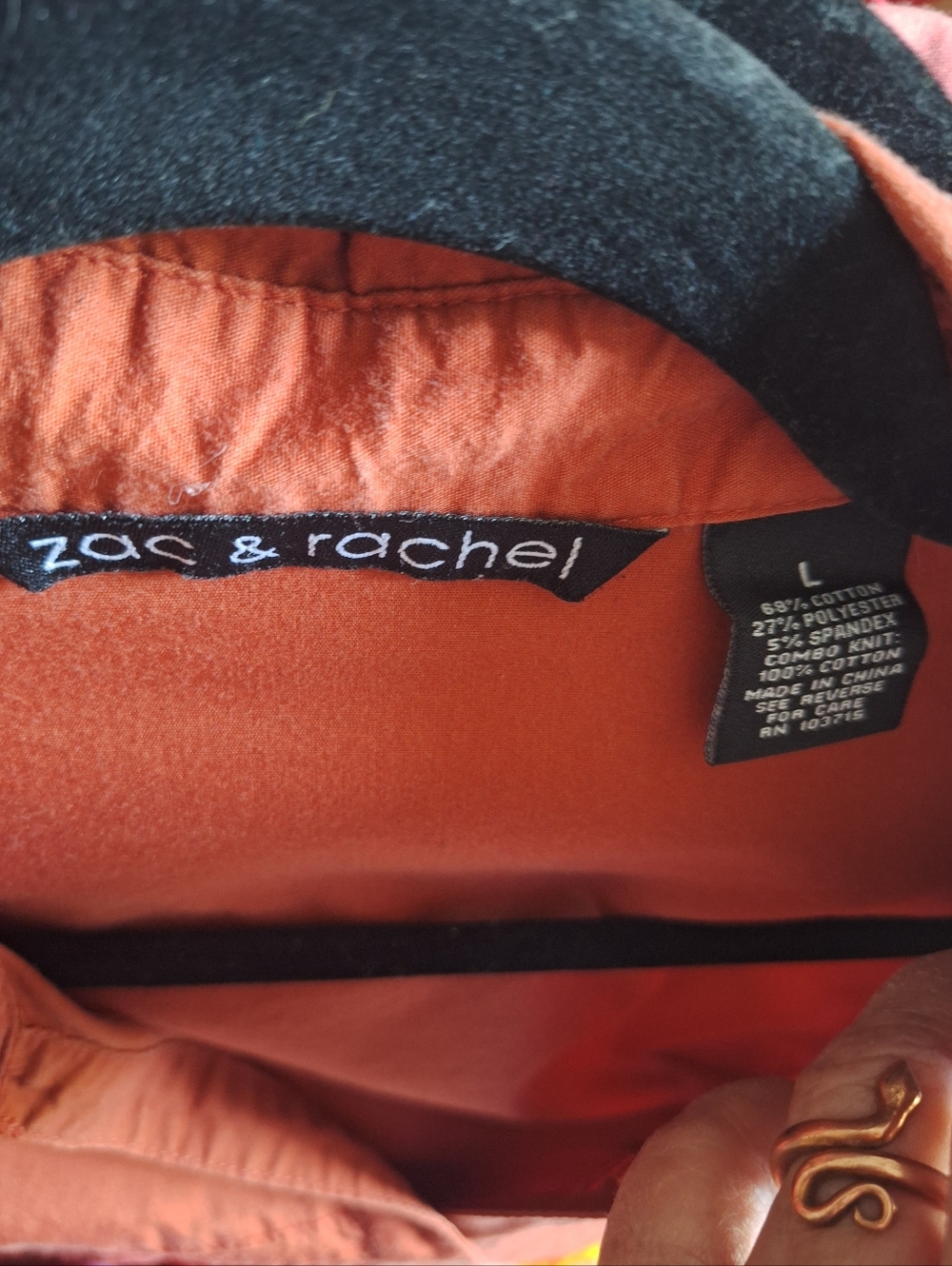 🌟3/$15🌟 Zac & Rachel Fitted Coral Button Front Shirt with pockets Large - Picture 2 of 4